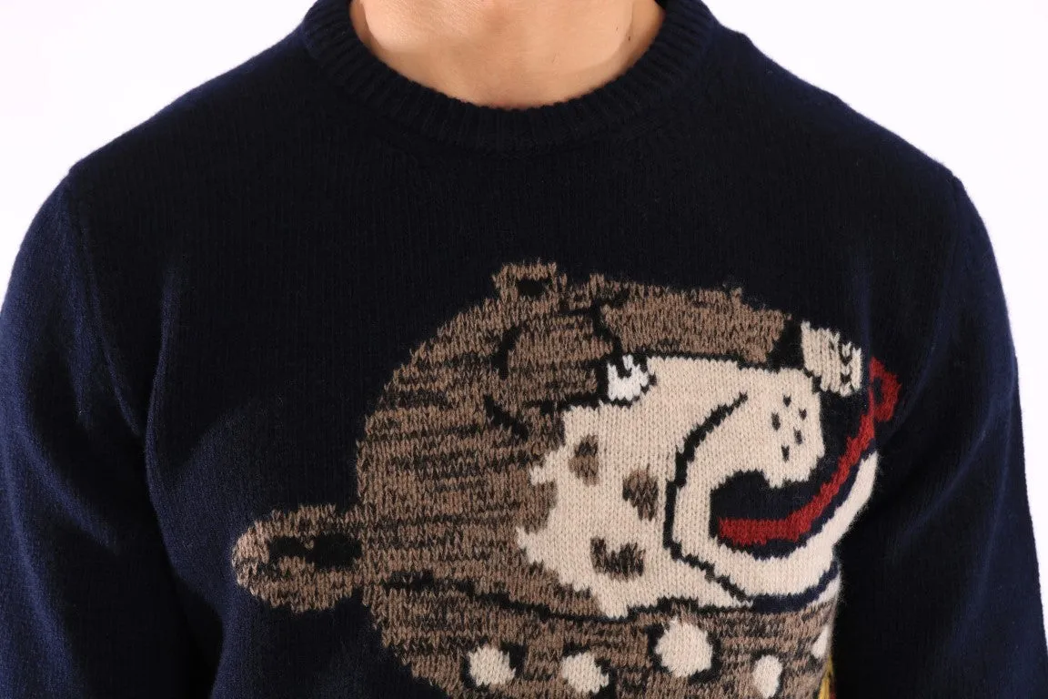 Blue Knitted Wool Sweater