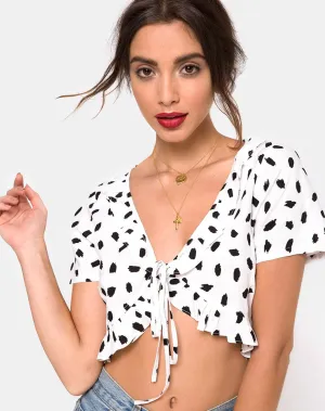 Chisa Top in Diana Dot White