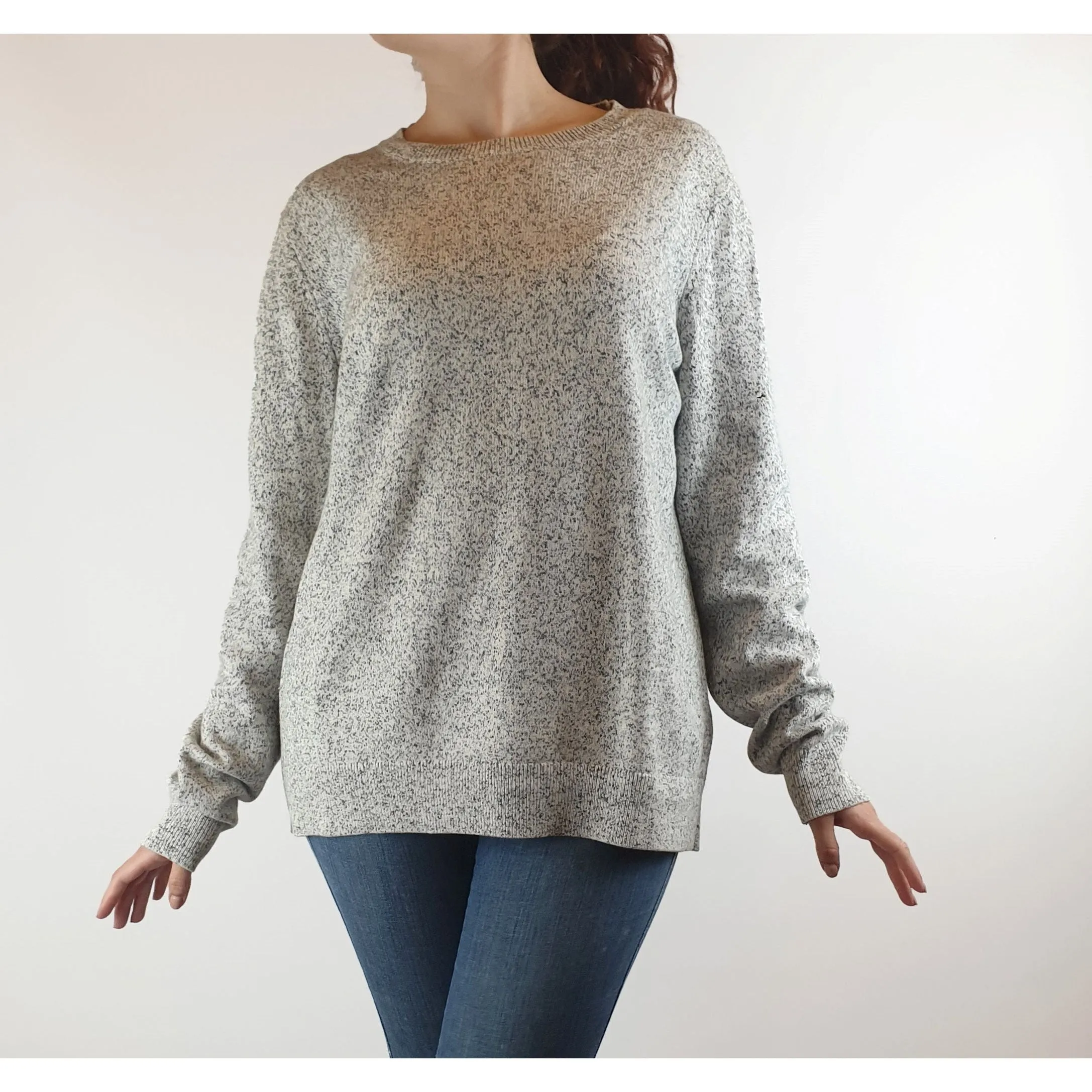 Cos grey cotton oversize knit jumper with black flecks size S (fits sizes 10-small 12)