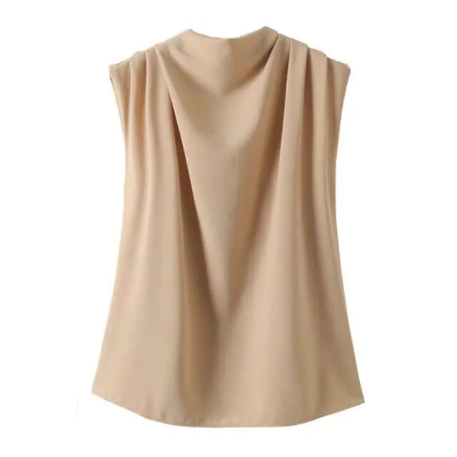 Drape Front Sleeveless Blouse
