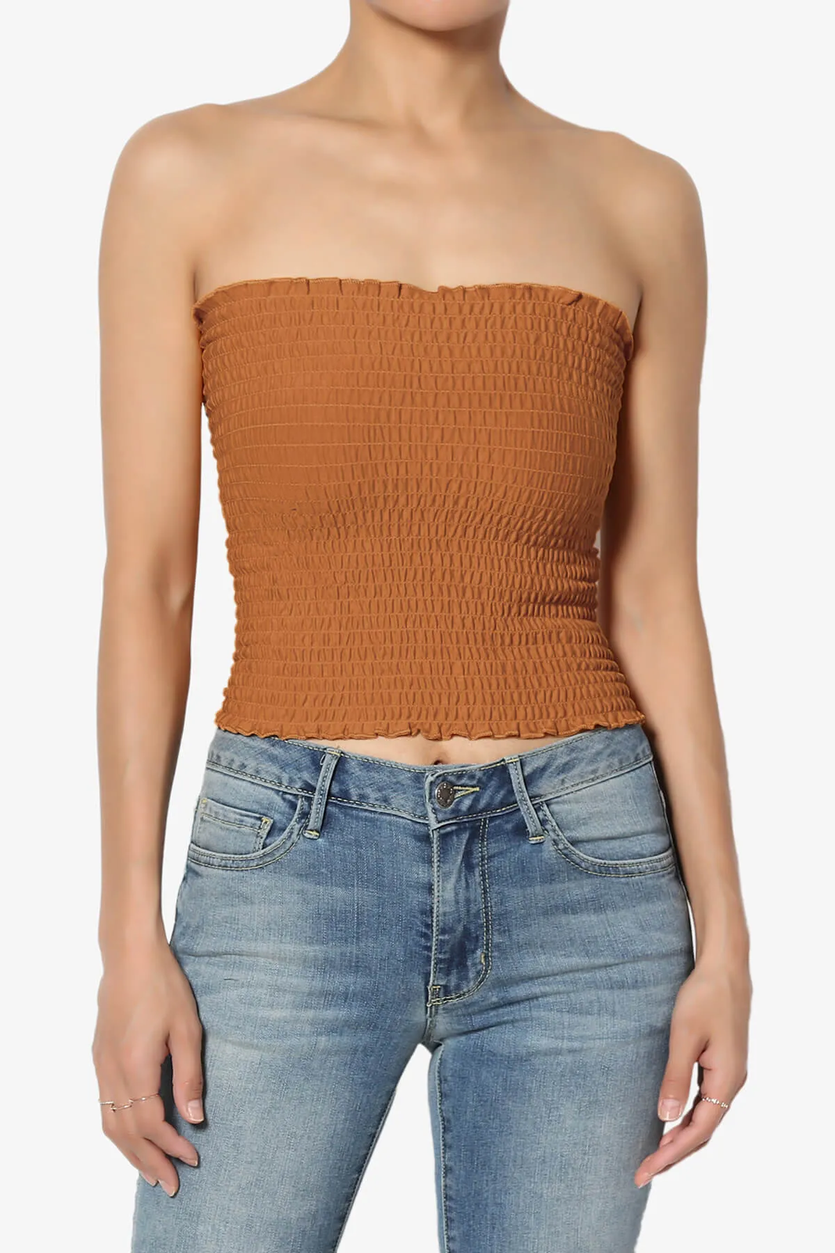 Faleece Smocked Crop Tube Top