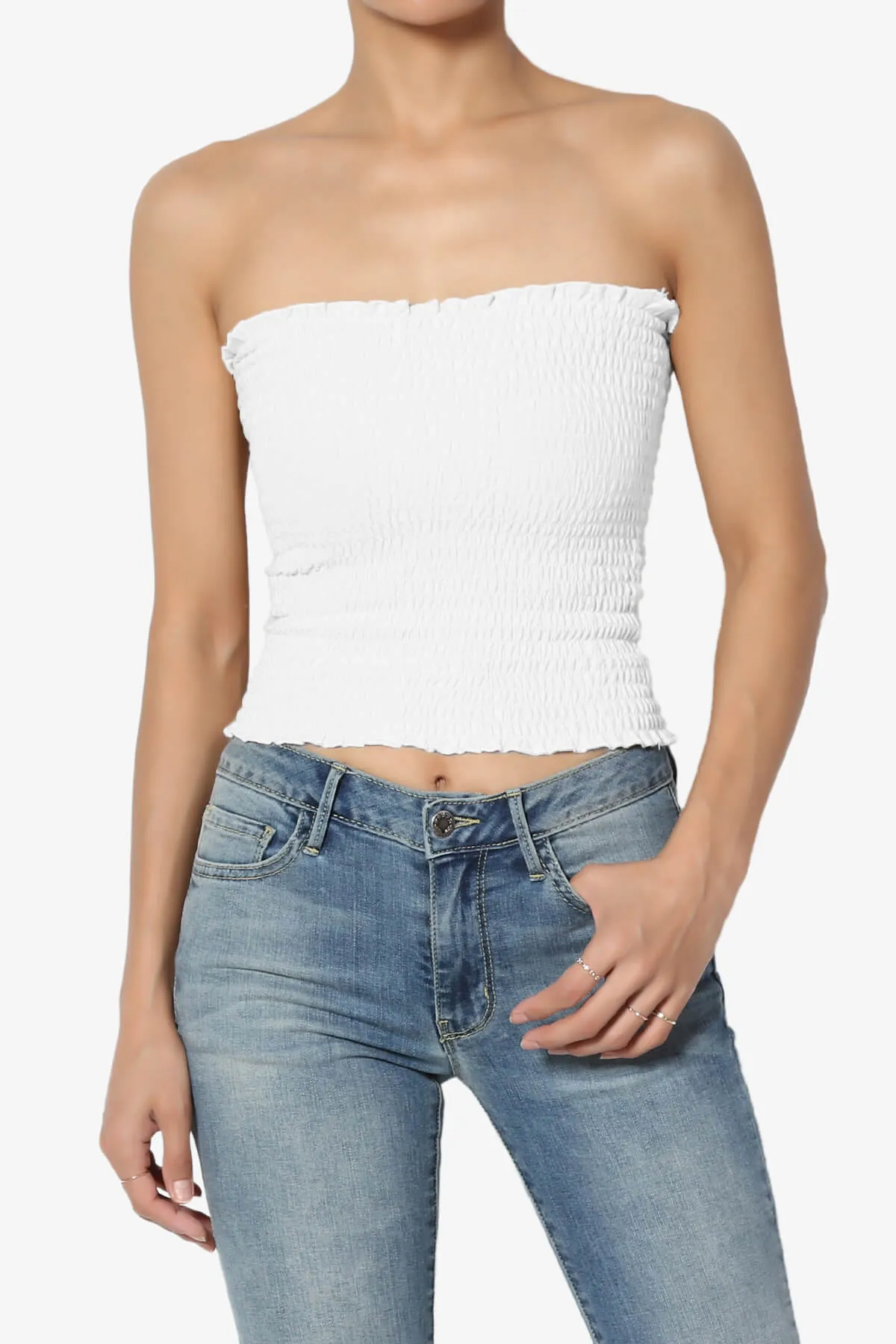 Faleece Smocked Crop Tube Top