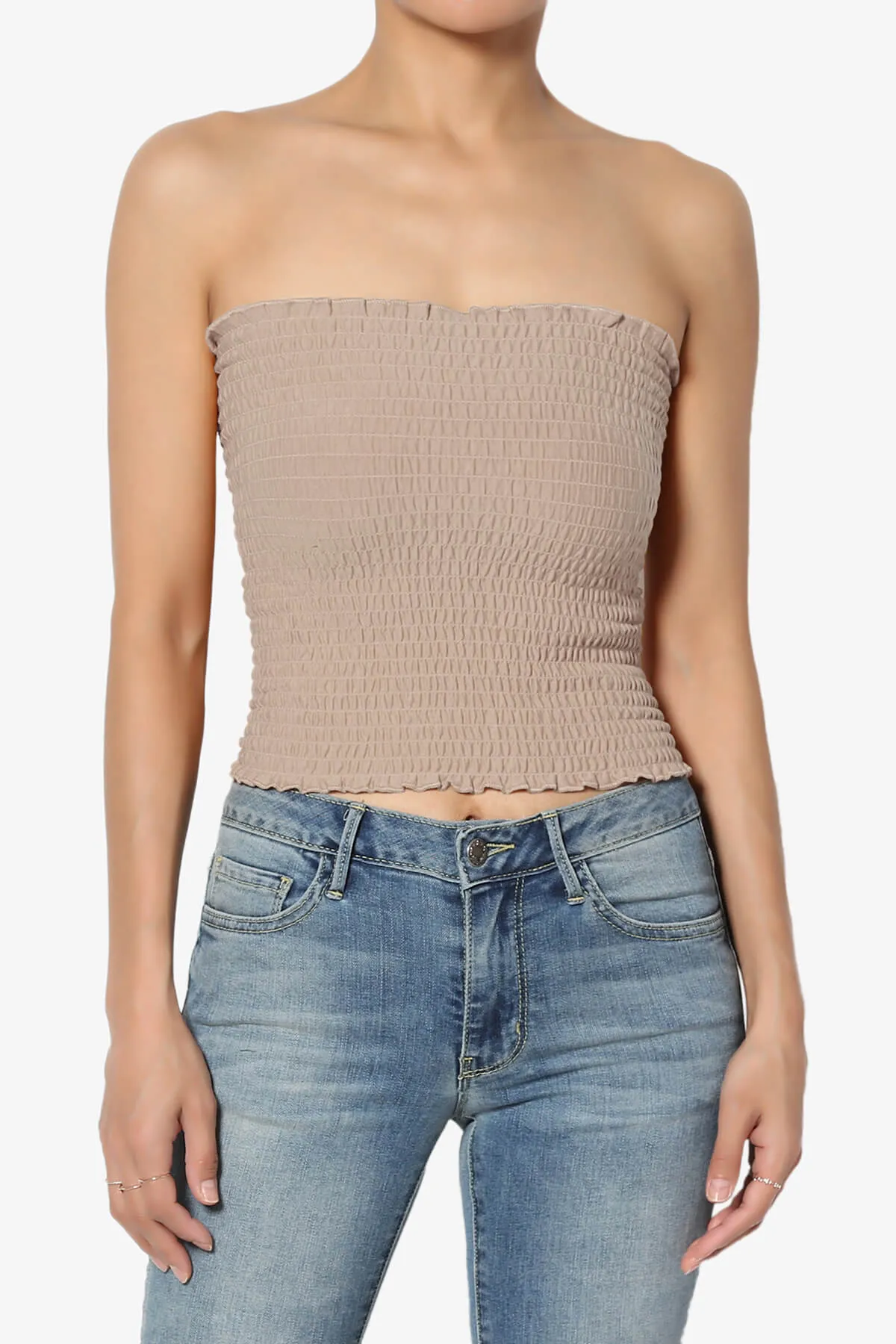 Faleece Smocked Crop Tube Top