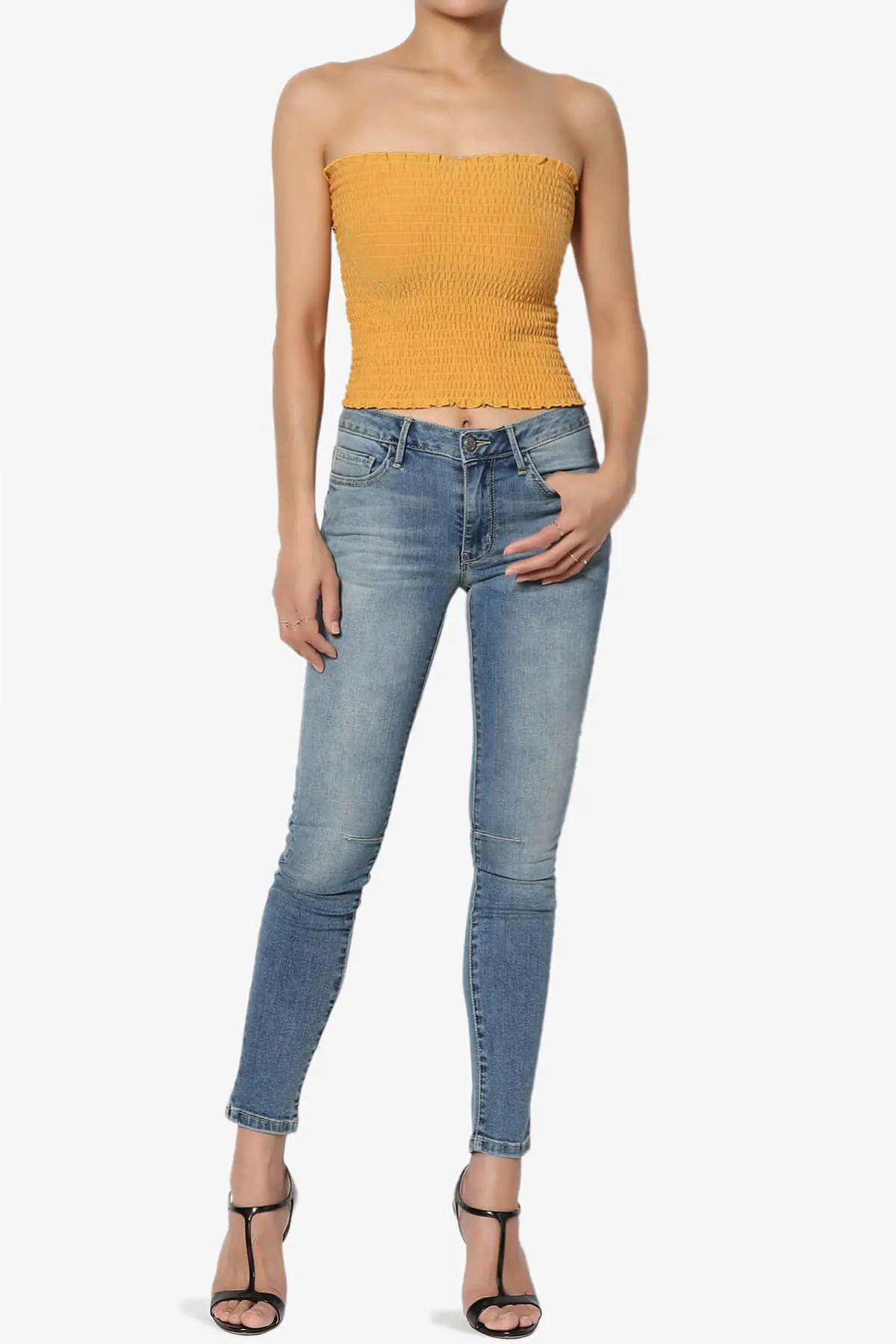 Faleece Smocked Crop Tube Top