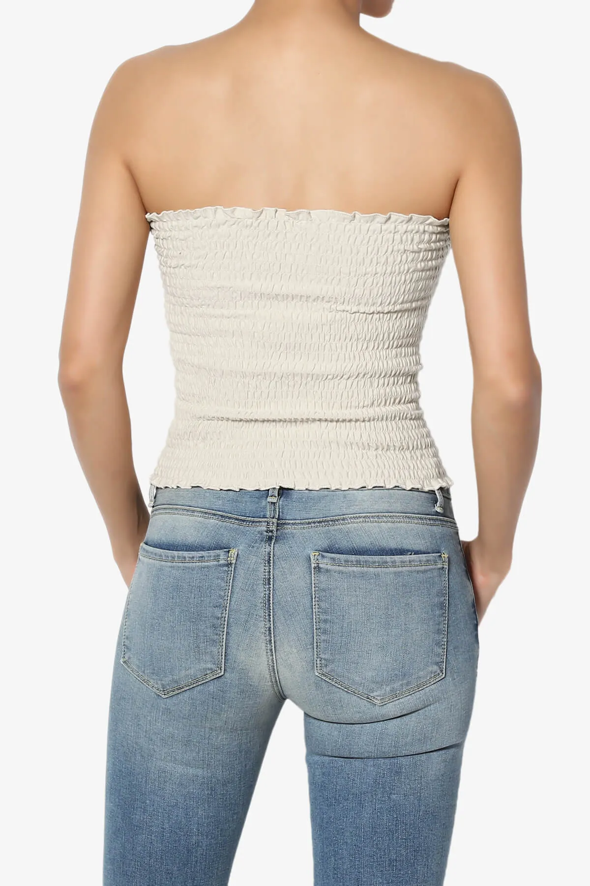 Faleece Smocked Crop Tube Top
