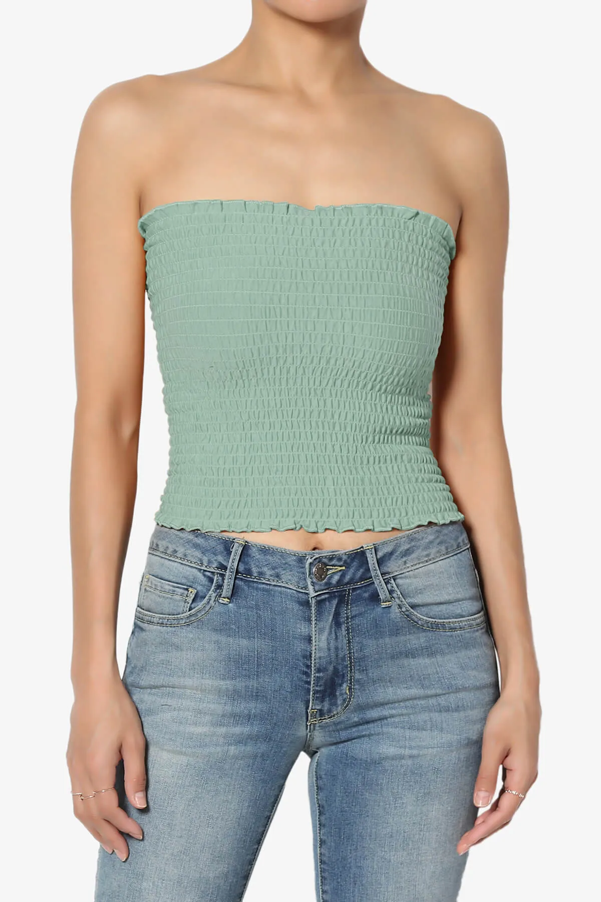 Faleece Smocked Crop Tube Top