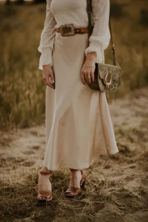 Gold Satin Maxi Skirt
