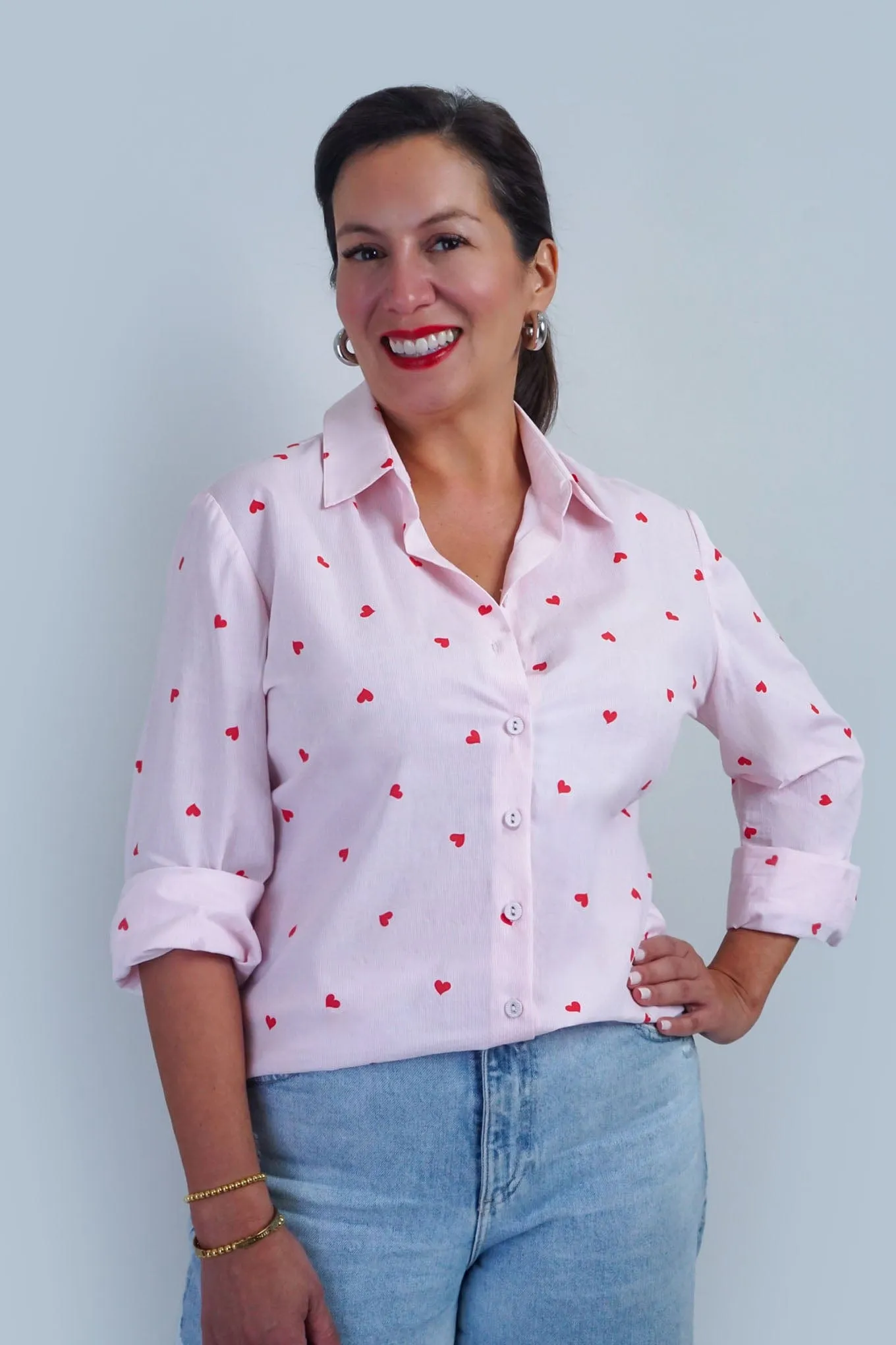 Red Heart Stripe Cotton Dress  Jennifer Shirt