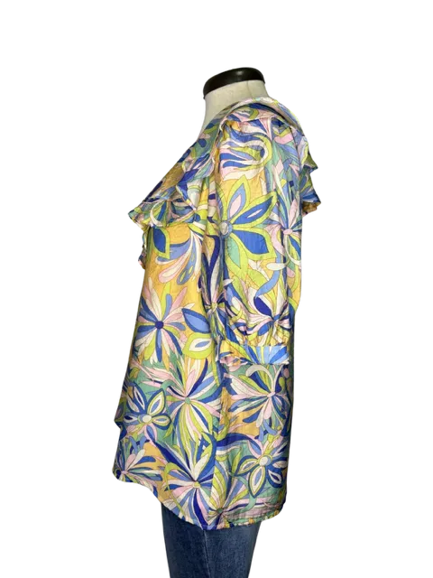 Retro Blooms Flutter Neck Top