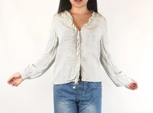 Rollas white shirt with black micro dot print size XS (best fits size 6)