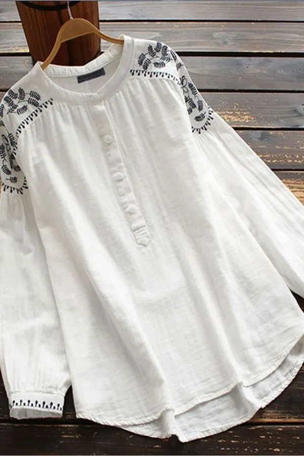 Solid Color Casual Blouse
