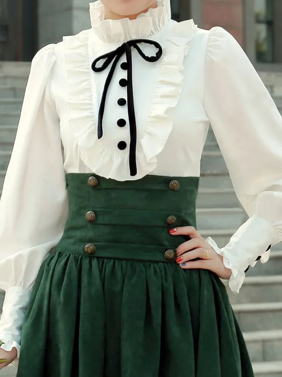 Sweet Lolita Blouses Ruffles Long Sleeves Lolita Top Blouse Black Lolita Shirt