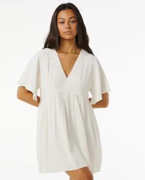 TIKI EMBROIDERED DRESS - BONE