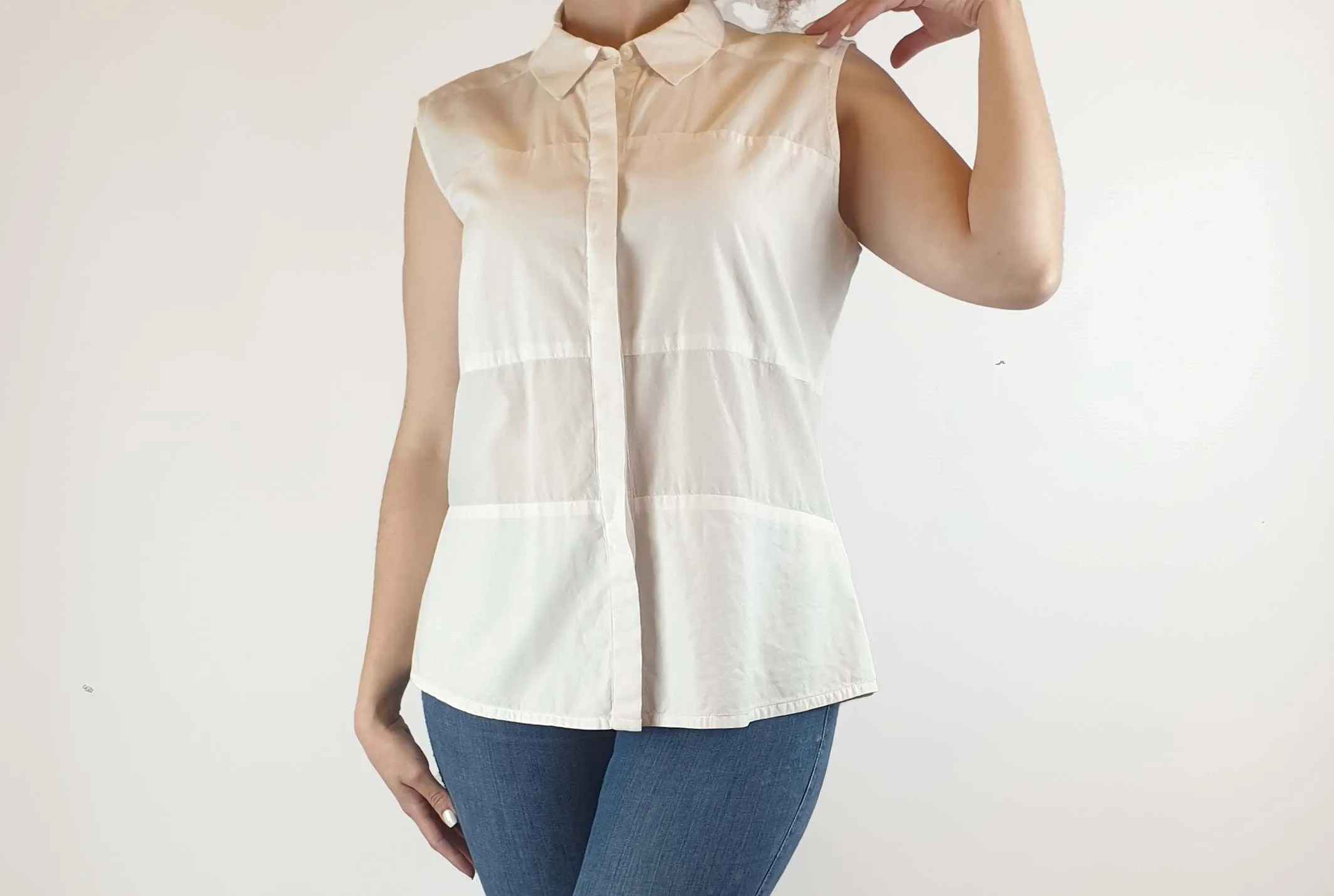 Veronica Maine white cotton mix sleeveless shirt size 10