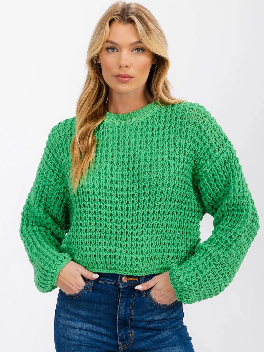 WOMEN'S LONG SLEEVE KNIT PULLOVER SWEATER