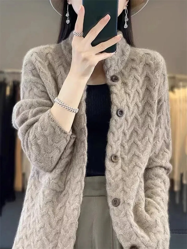 Women's Stand Collar Winter Thickened Knitted Sweater